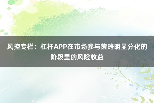 风控专栏：杠杆APP在市场参与策略明显分化的阶段里的风险收益