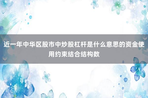 近一年中华区股市中炒股杠杆是什么意思的资金使用约束结合结构数